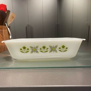 Vintage Fire King Green Meadow serving dish #441.